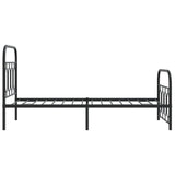 ZNTS Metal Bed Frame without Mattress with Footboard Black 90x190cm 377127