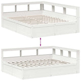 Bookcase Bed without Mattress White 160x200cm Solid Wood Pine 3324455