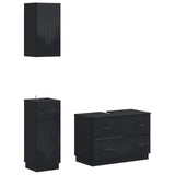 3 Piece Bathroom Cabinet Set HOORN Black Engineered Wood 3417793