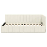 Corner Bed Frame with Headboard Cream 100 x 200 cm Velvet 42016324