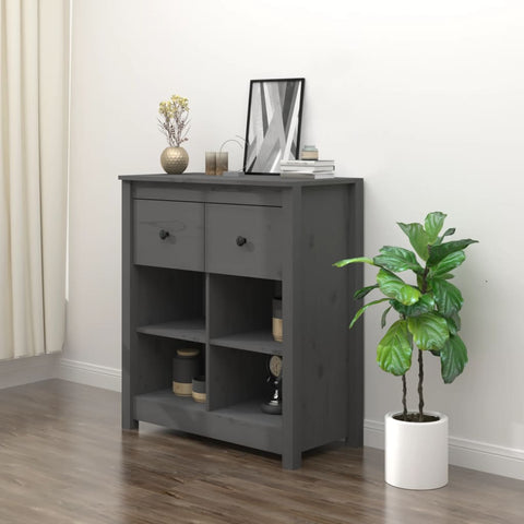 Sideboard Grey 70x35x80 cm Solid Wood Pine 813766