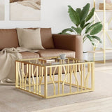 ZNTS Coffee Table Gold 80x80x40 cm Stainless Steel and Glass 350058