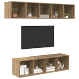 TV Cabinet Set Wall-mounted 4 pcs Artisan Oak Engineered Wood 3393422