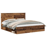 Bed Frame with Headboard Old Wood 200 x 200 cm Solid Pine Wood 3410054