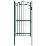 ZNTS Fence Gate with Arched Top Steel 100x200 cm Green 146367