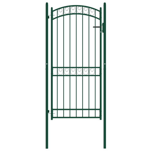 ZNTS Fence Gate with Arched Top Steel 100x200 cm Green 146367