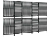 Room Divider 5 Panels Black Poly Rattan 365396