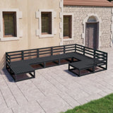 9 Piece Garden Lounge Set Black Solid Pinewood 3075758
