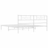 Bed Frame White Powder-Coated Steel Double Bed Frame 355321
