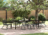 Garden Dining Set 7 pcs Black Powder-Coated Steel 3379175