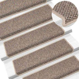 Stair Mats Self-adhesive Sisal-Look 15 pcs 65x21x4 cm Dark Beige 326890