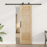 Sliding Door Natural and Black 61 x 198.5 cm Solid Pine Wood 3333324