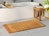 Bath Mat Plain Brown 100 x 55 cm Solid Acacia Wood 42025265