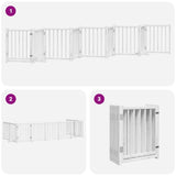 Dog Gate with Door Foldable 9 Panels White 450 cm Poplar Wood 3155703
