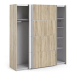 Verona Sliding Wardrobe 180cm in Oak with White and Oak doors with 5 Shelves 7037528243