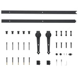 Sliding Door Hardware Kit 183 cm Steel Black 142827