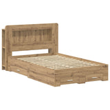 Bed Frame with Storage Artisan Oak 120 x 190 cm Engineered Wood 3433838
