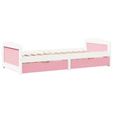 Day Bed with 2 Drawers without Mattress IRUN White&Pink 90x200 cm 3314679