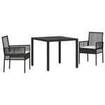 Garden Dining Set 3 pcs Black Poly rattan 3334855