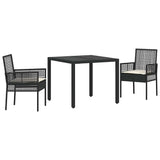 Garden Dining Set 3 pcs Black Poly rattan 3334855