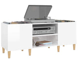 Record Cabinet High Gloss White 121x38x48 cm Engineered Wood 831927
