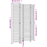 Room Divider 4 Panels White Solid Wood Paulownia 358836