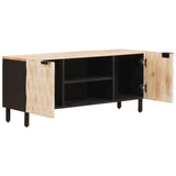 TV Cabinet White Wash Finish 105 x 33 x 46 cm Solid Mango Wood 4017864