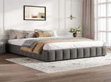 4ft6 Double Upholstered Storage Bed Frame, No Headboard Linen Bed Frame with Hydraulic Storage, N652P396290G