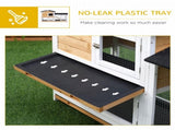 Rabbit Hutch Guinea Pig Hutch Wooden House with Run, 2 Tier Pet Cage Outdoor with No-leak Plastic T3398P375351