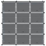 Storage Cube Organiser with 12 Cubes and Doors Black PP 4019580