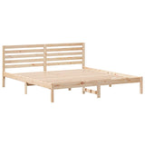 Bed Frame with Headboard Brown 200 x 200 cm Solid Pine Wood 872275
