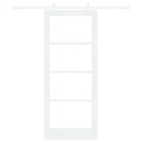 Sliding Door White 83 x 202 cm Solid Pine Wood and Glass 3332222