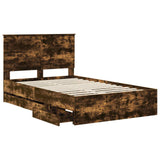Bed Frame with Drawer Smoked Oak 120 x 200 cm Engineer Wood 3411135