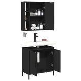 2 Piece Bathroom Furniture Set Black Engineered Wood 3214720
