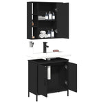 ZNTS 2 Piece Bathroom Furniture Set Black Engineered Wood 3214720