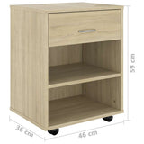 808470 Rolling Cabinet Sonoma Oak 46x36x59 cm Engineered Wood
