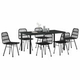 Garden Dining Set 7 pcs Black Powder-Coated Steel 3379202