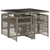 Garden Dining Set Grey PE Rattan, Powder-Coated Steel, Tempered Glass 3210896