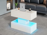 Modern Coffee Table with LED Lighting and Hidden Storage Space - Side Table with Hydraulic Lift, N605P417277W