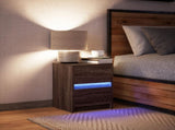 Bedside Cabinet with LED Lights Brown Oak Engineered Wood 852045