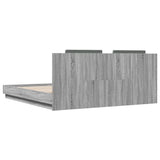 Bed Frame with LED without Mattress Grey Sonoma 200x200 cm 3209987