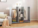 Open Wardrobe Double Mobile Storage Shelves Organizer W/6 Wheels-Grey T3398P328095
