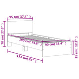 Bed Frame without Mattress with Headboard Black 90x190 cm Single 838653