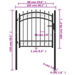 ZNTS Fence Gate with Spikes Steel 100x100 cm Black 146378