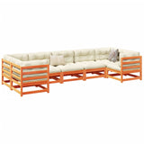 ZNTS 7 Piece Garden Sofa Set Wax Brown Solid Wood Pine 3299615