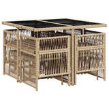 9 Piece Garden Dining Set with Cushions Mix Beige Poly Rattan 3210960