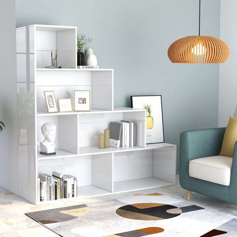 Book Cabinet/Room Divider High Gloss White 155x24x160 cm Engineered Wood 800663