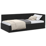 Corner Bed Frame with Headboard Black 90 x 200 cm Velvet 42016393
