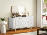 Sideboard Storage Cabinet, Modern Storage Cupboard with Adjustable Shelves and Metal Legs for Living T3398P424860