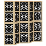 Room Divider 5 Panels Brown and Black Solid Wood Paulownia 358806